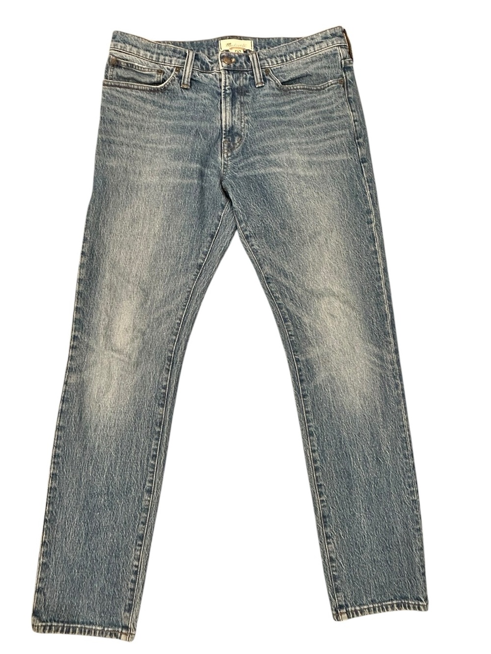 Madewell Men's Slim Straight Athletic Cut Faded Distressed Edge Blue Jeans 34/32